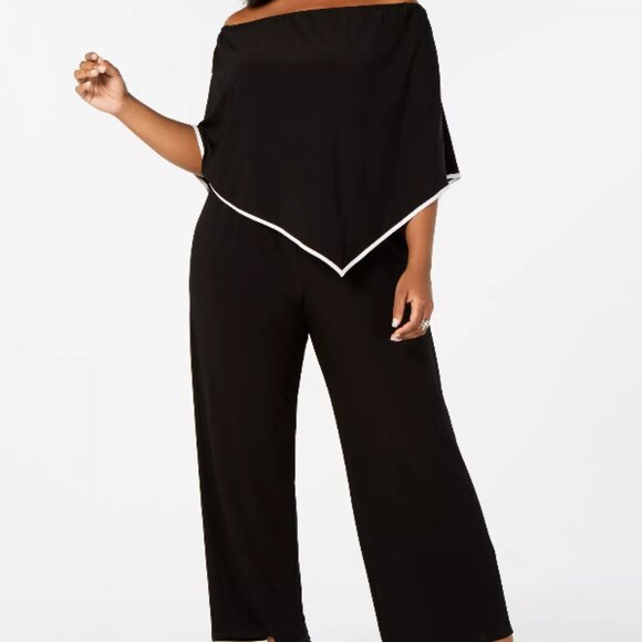 Plus Size Off-The-Shoulder Poncho Jumpsuit - Picture 1 of 4